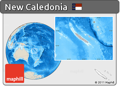 Gray Location Map of New Caledonia, shaded relief outside