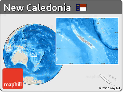 Gray Location Map of New Caledonia, shaded relief outside