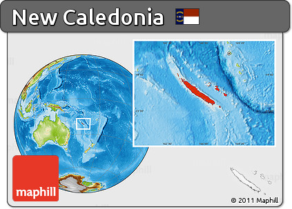 Physical Location Map of New Caledonia