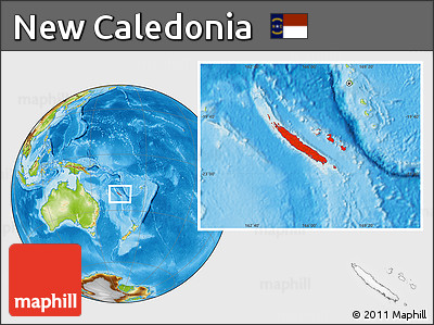 Physical Location Map of New Caledonia