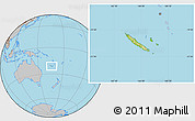 Physical Location Map of New Caledonia, gray outside