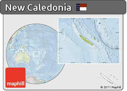 Physical Location Map of New Caledonia, lighten