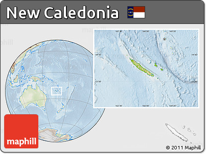 Physical Location Map of New Caledonia, lighten