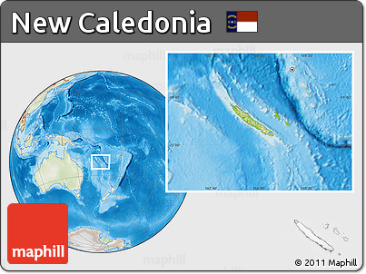 Physical Location Map of New Caledonia, lighten, land only