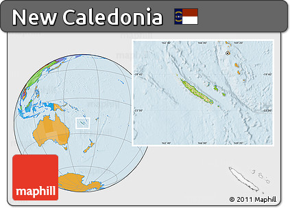 Physical Location Map of New Caledonia, political outside