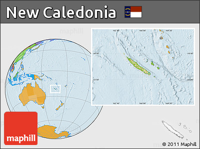 Physical Location Map of New Caledonia, political outside