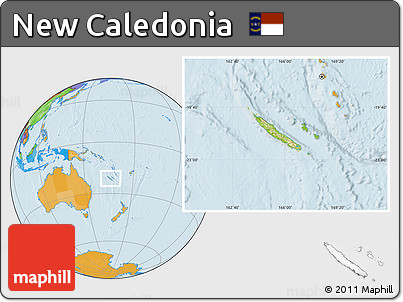 Physical Location Map of New Caledonia, political outside