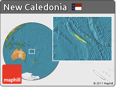 Physical Location Map of New Caledonia, satellite outside