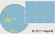 Physical Location Map of New Caledonia, savanna style outside