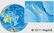 Political Location Map of New Caledonia, physical outside