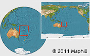 Satellite Location Map of New Caledonia, within the entire continent