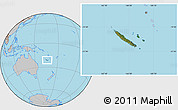 Satellite Location Map of New Caledonia, gray outside