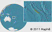 Satellite Location Map of New Caledonia, lighten, desaturated, land only