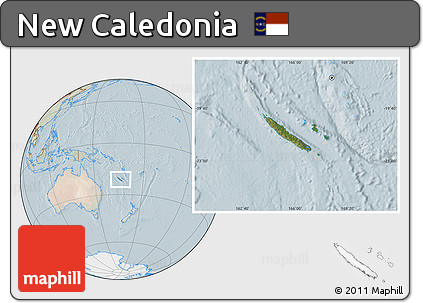 Satellite Location Map of New Caledonia, lighten