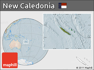 Satellite Location Map of New Caledonia, lighten