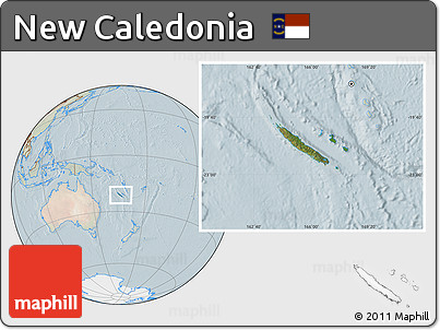 Satellite Location Map of New Caledonia, lighten