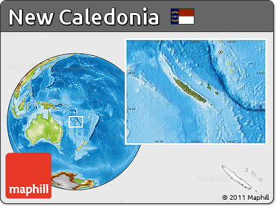 Satellite Location Map of New Caledonia, physical outside