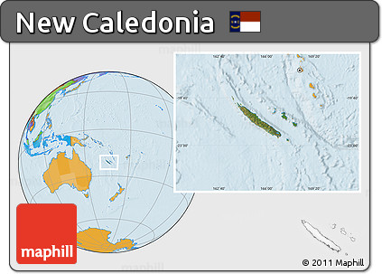 Satellite Location Map of New Caledonia, political outside