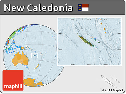 Satellite Location Map of New Caledonia, political outside
