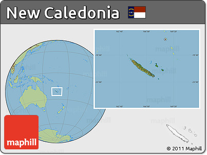 Satellite Location Map of New Caledonia, savanna style outside