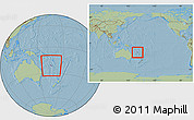 Savanna Style Location Map of New Caledonia, within the entire continent, hill shading