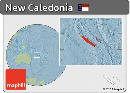 Savanna Style Location Map of New Caledonia, hill shading