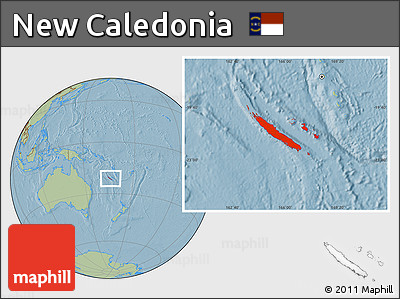 Savanna Style Location Map of New Caledonia, hill shading