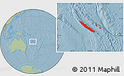 Savanna Style Location Map of New Caledonia, hill shading