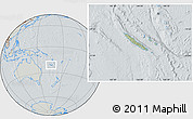 Savanna Style Location Map of New Caledonia, lighten, semi-desaturated, hill shading