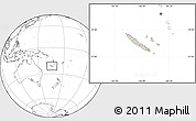 Shaded Relief Location Map of New Caledonia, blank outside