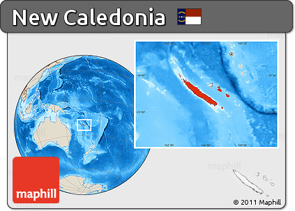 Shaded Relief Location Map of New Caledonia