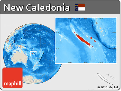 Shaded Relief Location Map of New Caledonia