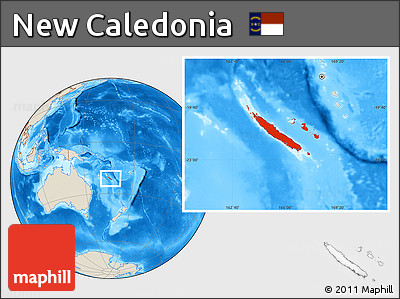 Shaded Relief Location Map of New Caledonia