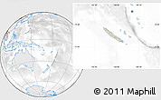 Shaded Relief Location Map of New Caledonia, lighten, desaturated