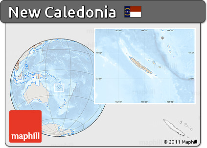 Shaded Relief Location Map of New Caledonia, lighten