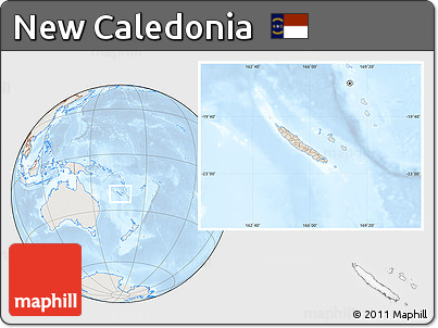 Shaded Relief Location Map of New Caledonia, lighten