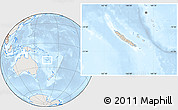 Shaded Relief Location Map of New Caledonia, lighten