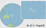 Shaded Relief Location Map of New Caledonia, savanna style outside