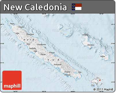 Classic Style Map of New Caledonia, single color outside