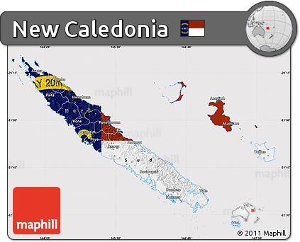 Flag Map of New Caledonia, flag centered