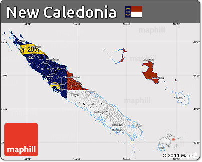 Flag Map of New Caledonia, flag centered