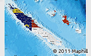 Flag Map of New Caledonia, political outside, flag centered