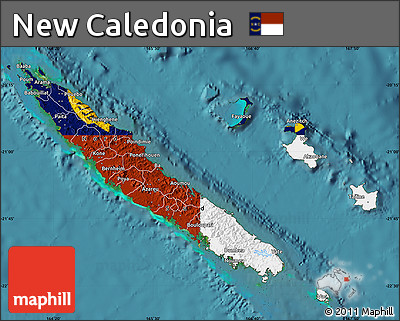 Flag Map of New Caledonia, satellite outside, flag rotated