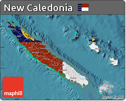 Flag Map of New Caledonia, satellite outside, flag rotated