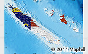 Flag Map of New Caledonia, shaded relief outside, flag centered