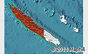 Flag Map of New Caledonia, single color outside, satellite sea, flag aligned to the middle