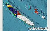 Flag Map of New Caledonia, single color outside, satellite sea