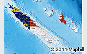 Flag Map of New Caledonia, single color outside, shaded relief sea, flag centered