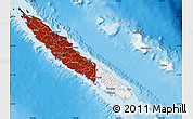 Flag Map of New Caledonia, single color outside, shaded relief sea, flag aligned to the middle