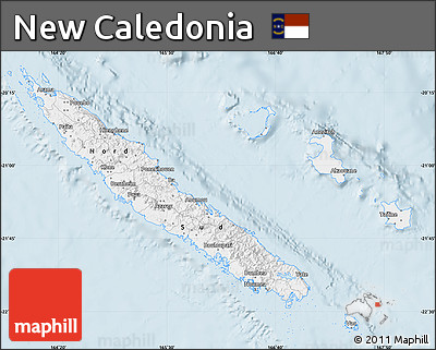 Gray Map of New Caledonia, single color outside
